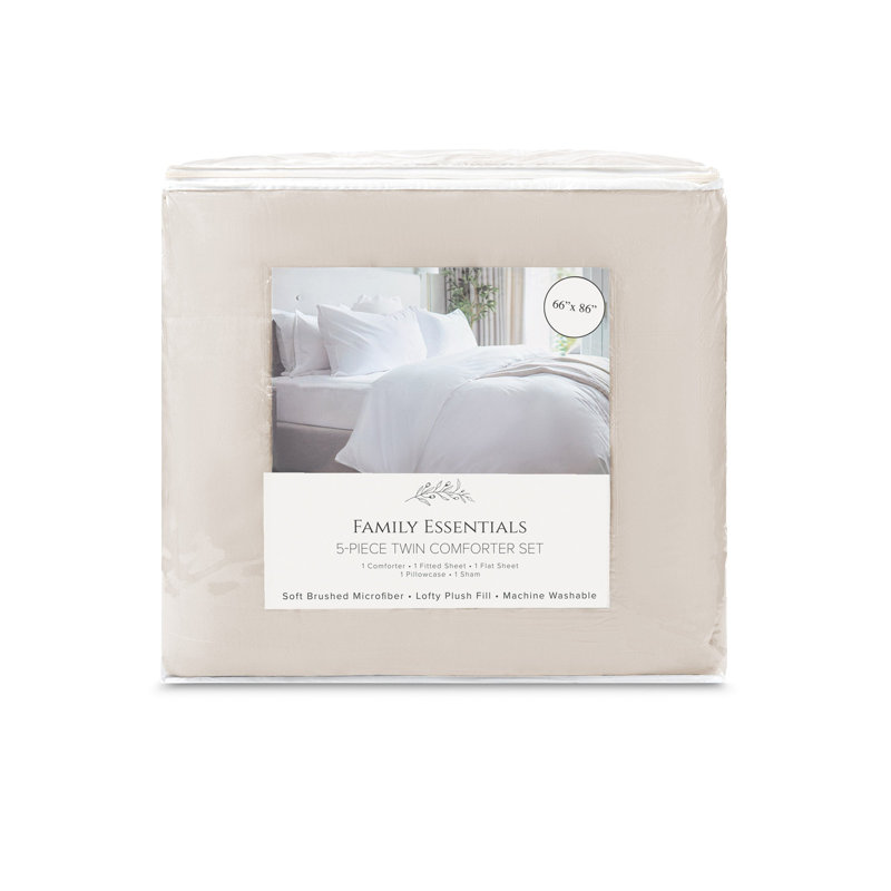 Arkwright 100% Polyester Soft All Season Bed in a Bag Comforter Set, Beige, Twin Comforter + 4 Additional Pieces