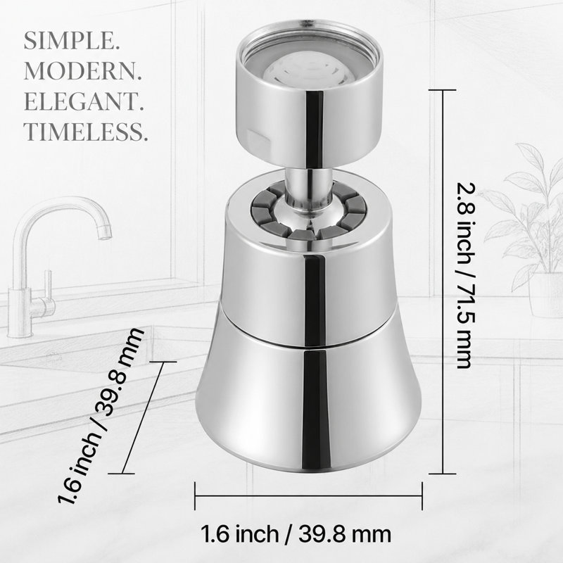Aérateur d'évier de cuisine pivotant à 360 ° avec 5 modes de débit pour un contrôle polyvalent de l'eau et une installation facile