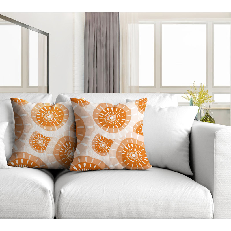 Coussin décoratif intérieur / extérieur, L 15 po x H 15 po, Orange
