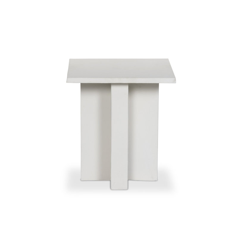 Terrell Outdoor Square Side Table, White