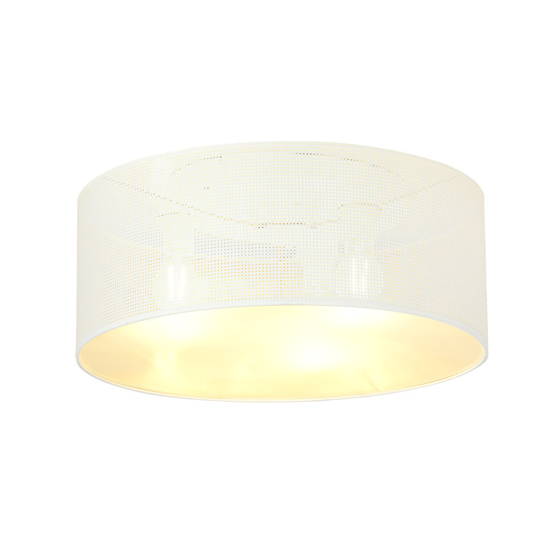 Leonardville Fabric Flush Mount, 20cm H x 50cm W x 50cm D, White/Gold