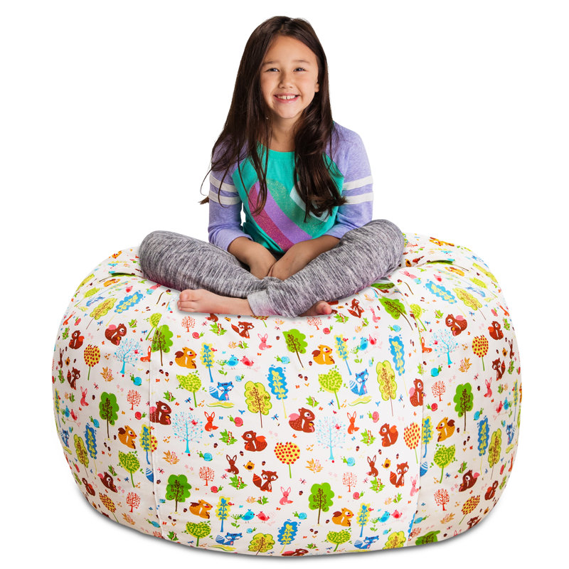 Kids Bean Bag Chair Cover - Stuffed Animal Storage & Toy Organizer with Zipper - Plush Storage Kids Bean Bag Cover only for Toddlers and Children's Rooms - Organizes Pillows, Blankets, and Stuffies - Multiple Colors, Sizes, and Fabrics