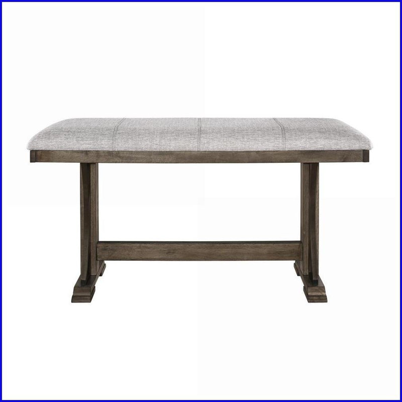 Banc de salle à manger rembourré en tissu 48 pouces beige | Bois brun foncé | Salle à manger