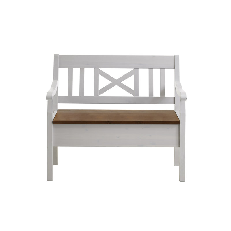 Manon Upholstered Storage Bench, White/Amber, Armless
