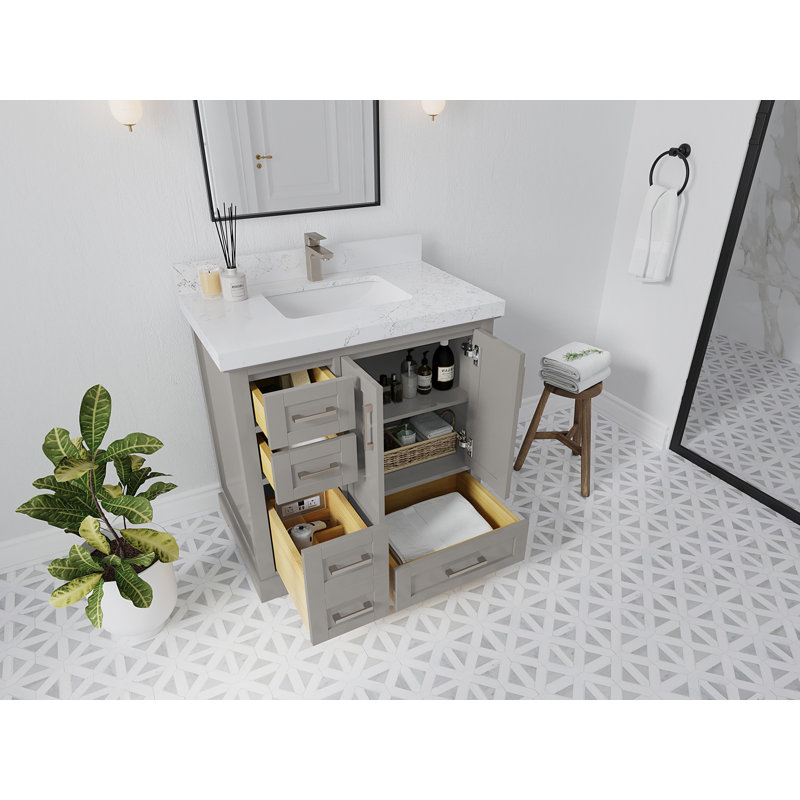 Boston 36 po X P 22 po Meuble-lavabo central D Marbre de Carrare