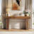 Natural Wood 63-Inch Console Table With Thick Top And Chunky Legs - Rustic Farmhouse Sofa Table For Entryway, Living Room, Or Hallway - Solid Wood Construction-125333883