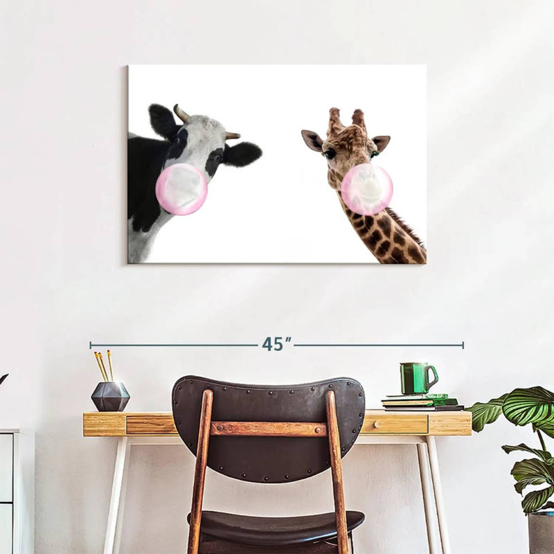 «Bubble Gum», animaux rigolos sur toile, H 36 po x l 24 po x P 1,25 po
