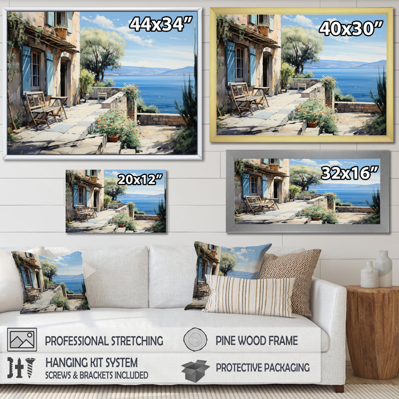 Martiya French Coastal Retreat à Cannes I - Reproduction, H 30 po x l 40 po x P 1,5 po, Cadre flottant noir