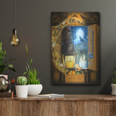 Art mural en métal «Howloween» par Art and a Little Magic, 12 po x 16 po