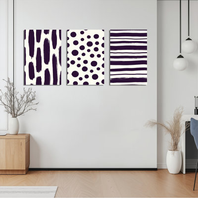 Ensemble de 3 tableaux sur toile à motifs abstraits d'animaux, à pois et à rayures, pour la décoration du salon, de la chambre ou du bureau.