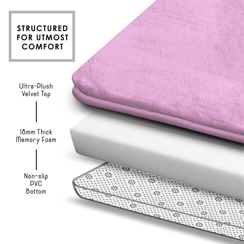 Renfred Memory Foam Non-Slip Bath Rug, Purple