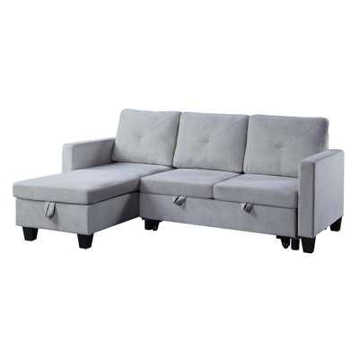 Nova 82.5" Velvet Reversible Sleeper Sectionals Sofa with Storage Chaise