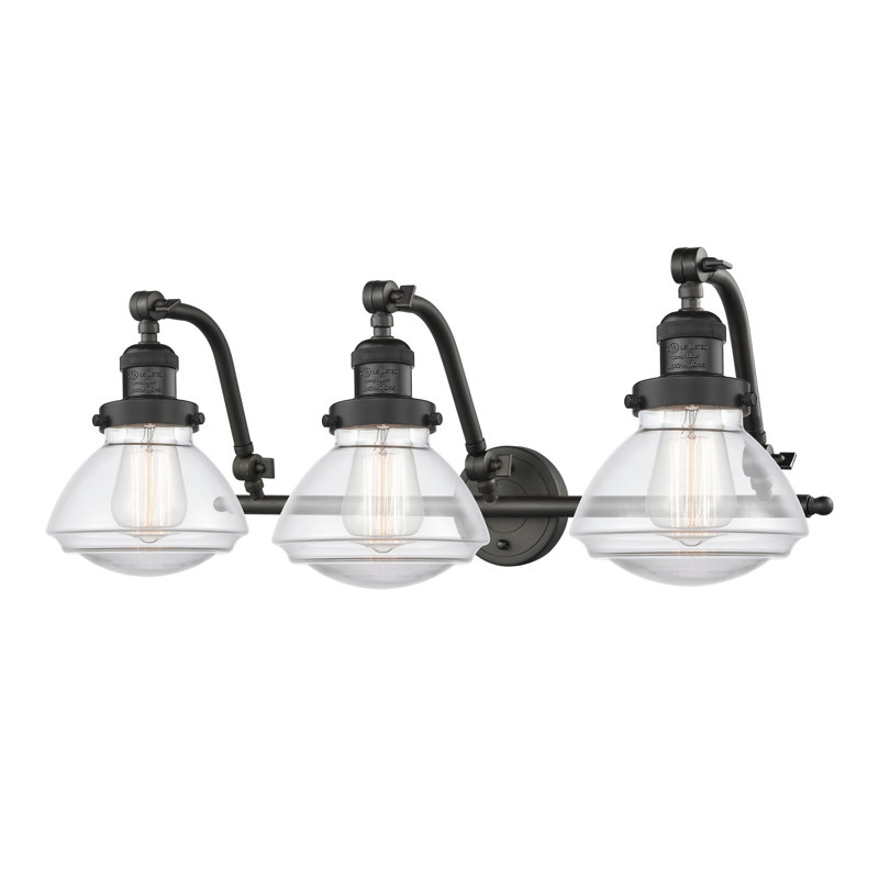 Éclairage pour salle de bain 3 lumières avec abat-jour en verre l 26 po Chesterville, Ampoule à DEL rétro de 6 watts