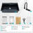 Black Quartz Workstation Kitchen Sink 33X22", Pull-Out Faucet With Waterfall Shine 33X22" Quartz, Type & Element-121644728