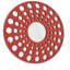 Décoration murale contemporaine en bois ronde avec découpes circulaires, rouge et argent