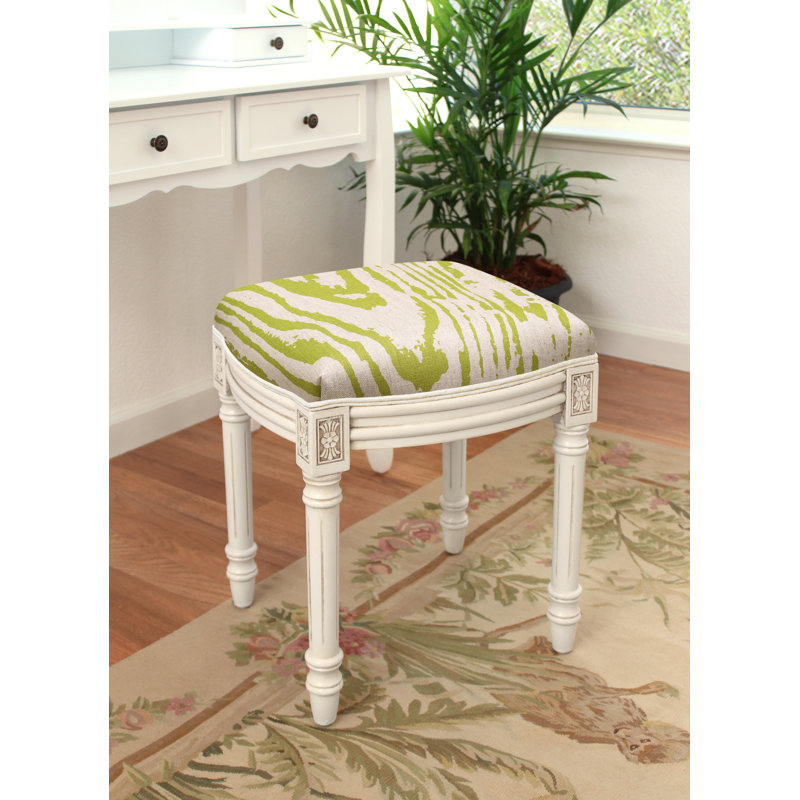 Tabouret de coiffeuse Finlayson, Blanc antique, Vert