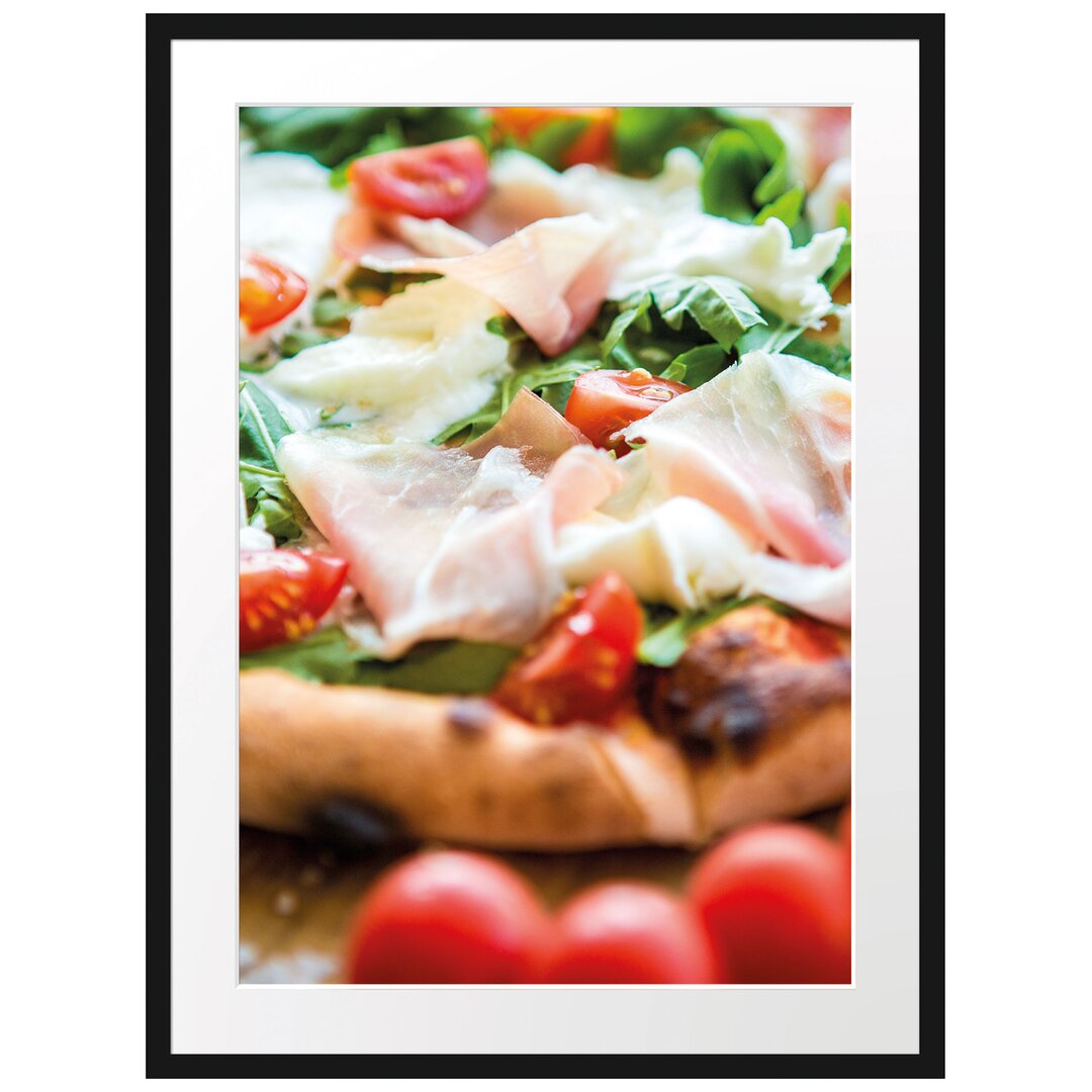 Gerahmtes Poster Pizza mit Parmaschinken