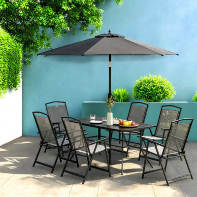 Ensembles de salle à manger portatifs de patio, ensemble de salle à manger d'extérieur moderne en métal 8 pièces