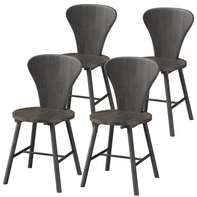 Shonta Modern Solid Wood Dining Chair With Curved Back And Reinforced Legs