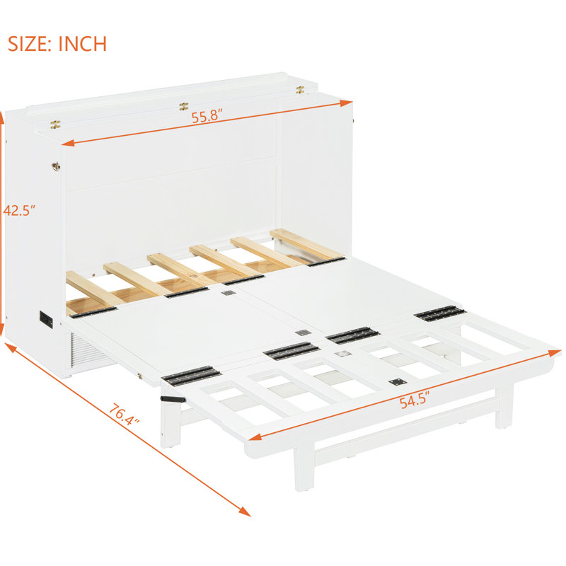 Lit avec prises et grand tiroir - Chic, espace, taille pour rangement convertible, blanc, maison