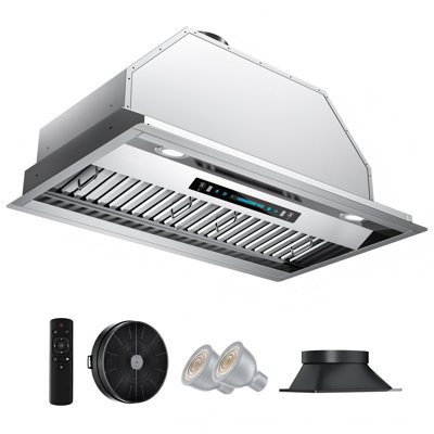 Hotte encastrable 36 pouces 400 CFM en acier inoxydable avec lumières DEL et contrôle des mouvements