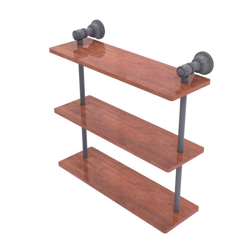 Étagère murale en bois triple Freyja, H 16 po x l 16 po x P 5,54 po, Gris mat