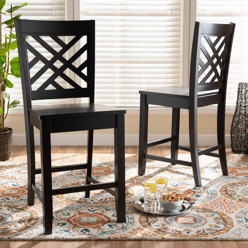 Tabouret de comptoir en bois massif de 24,2 po Fraserburgh, Noir