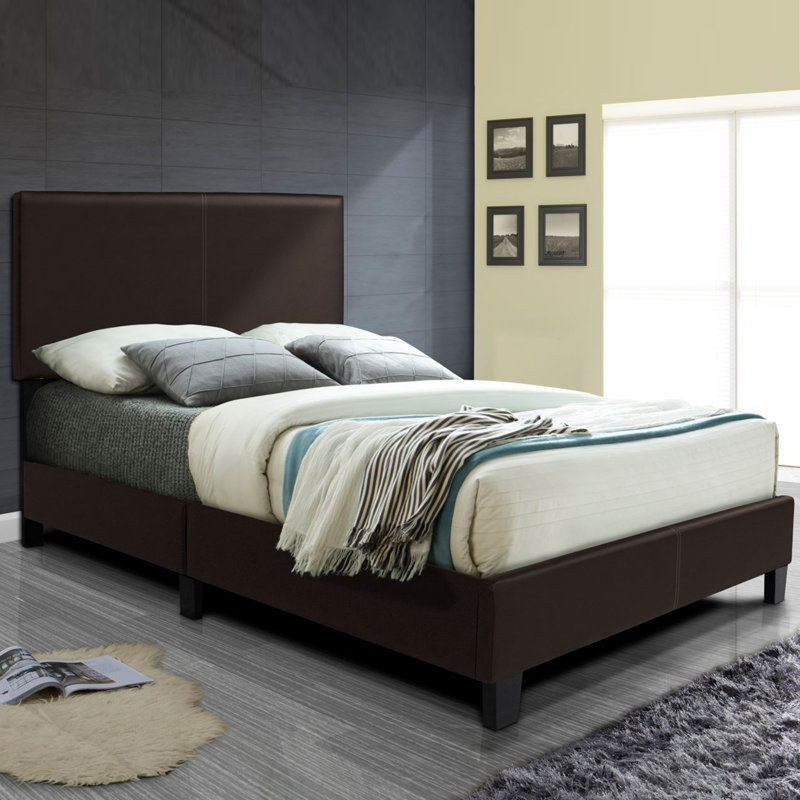 Karas Vegan Leather Platform Bed, Tobacco, King
