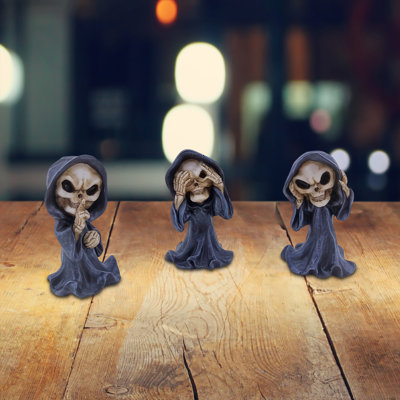 3.5"H 3-PC Grim Reaper Hear-No, See-No, Speak-No Evil Figurine Set