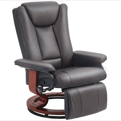 Manual Swivel Recliner Chair, PU Leather Reclining Chair With Footrest For Living Room