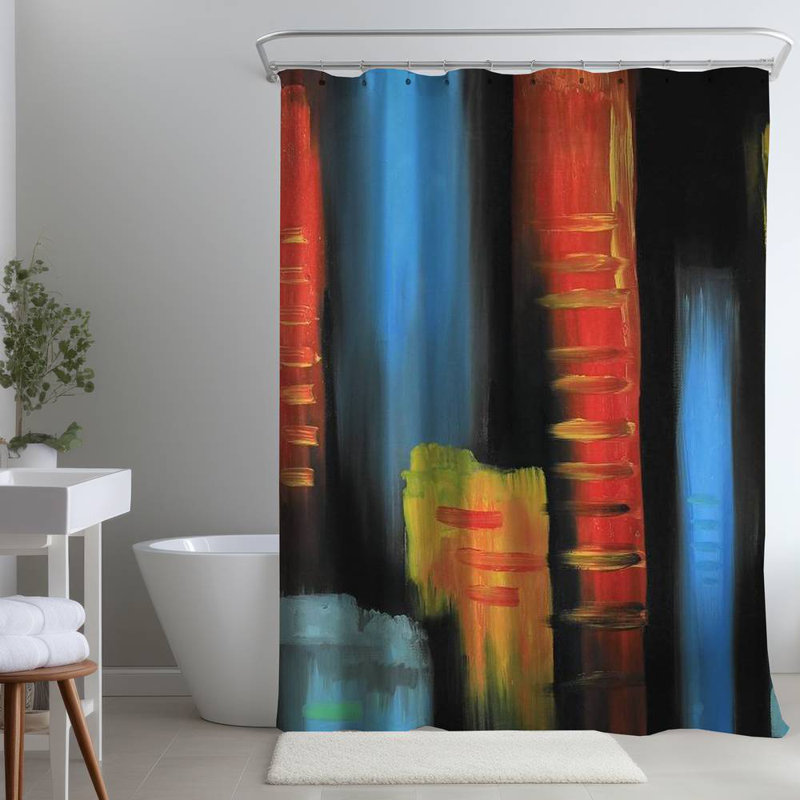 Abstract – Polyester Shower Curtain, Dye Sublimation Print, 71" W × 74" L