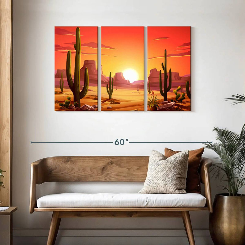 Alvord, désert de cactus, coucher de soleil, H 28 po x l 45 po