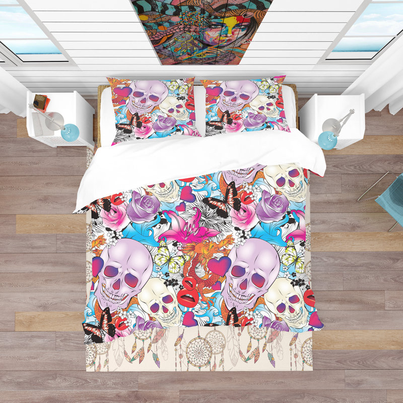 Ensemble de housse de couette bohème et éclectique, Housse de couette très grand + 2 taies décoratives