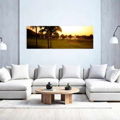 Parcours de golf au coucher du soleil, Isla Navidad, Mexique