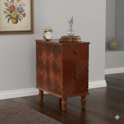 Une table d'appoint moderne à deux tiroirs conçue pour les canapés. Une table de chevet mince qui convient au salon ou à la chambre à coucher.