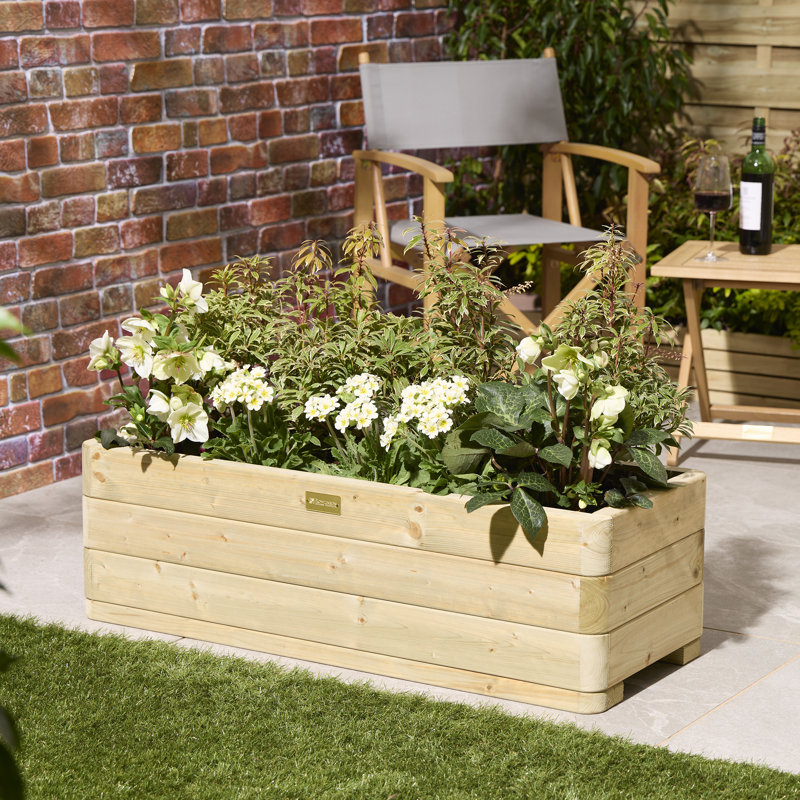 Wood Planter Box, 30 cm H x 100 cm W x 40 cm D