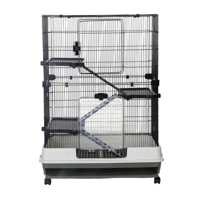 Rat, Chinchilla & Ferret Cage 80cm – Chatsworth 3-Level Grey/White | Little Friends, 109cm H x 81cm W x 53cm D