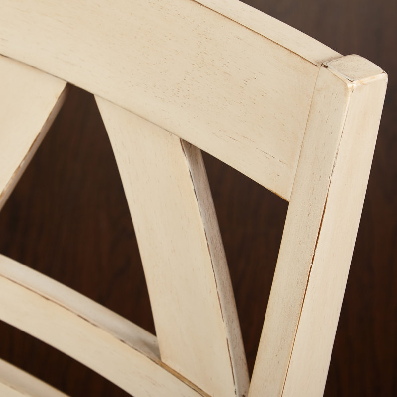 Chaise d'appoint en bois massif Rivington, Blanc antique vieilli