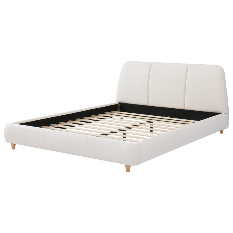 Base de lit tapissier moderne, structure de lit avec tissu en lin, Très grand