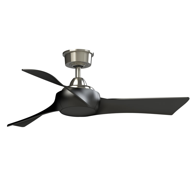 Wrap Custom 44 inch Indoor/Outdoor Ceiling Fan - Brushed Nickel with Black blades, Black, Brushed Nickel