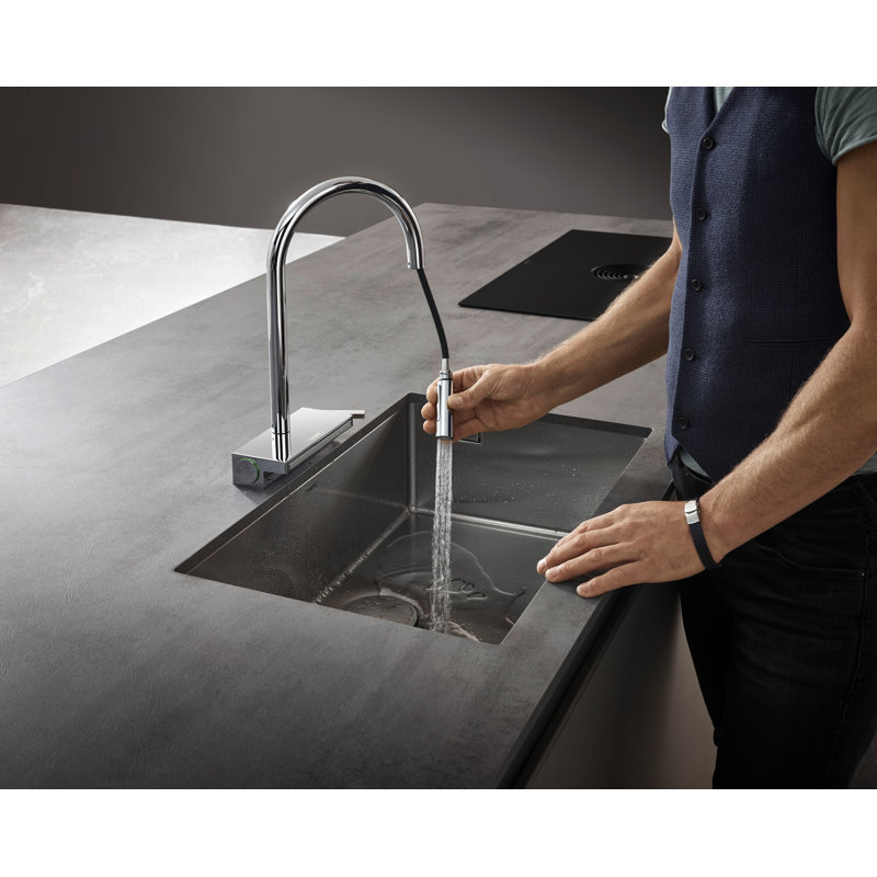 Robinet de cuisine à 3 jets avec bec rétractable Aquno Select, 1,75 po, Acier inoxydable