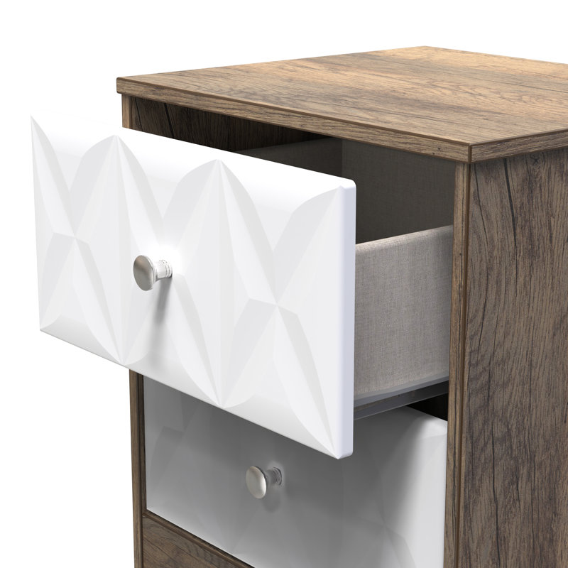 San Jose Bedside Table, White Matt/Vintage Oak