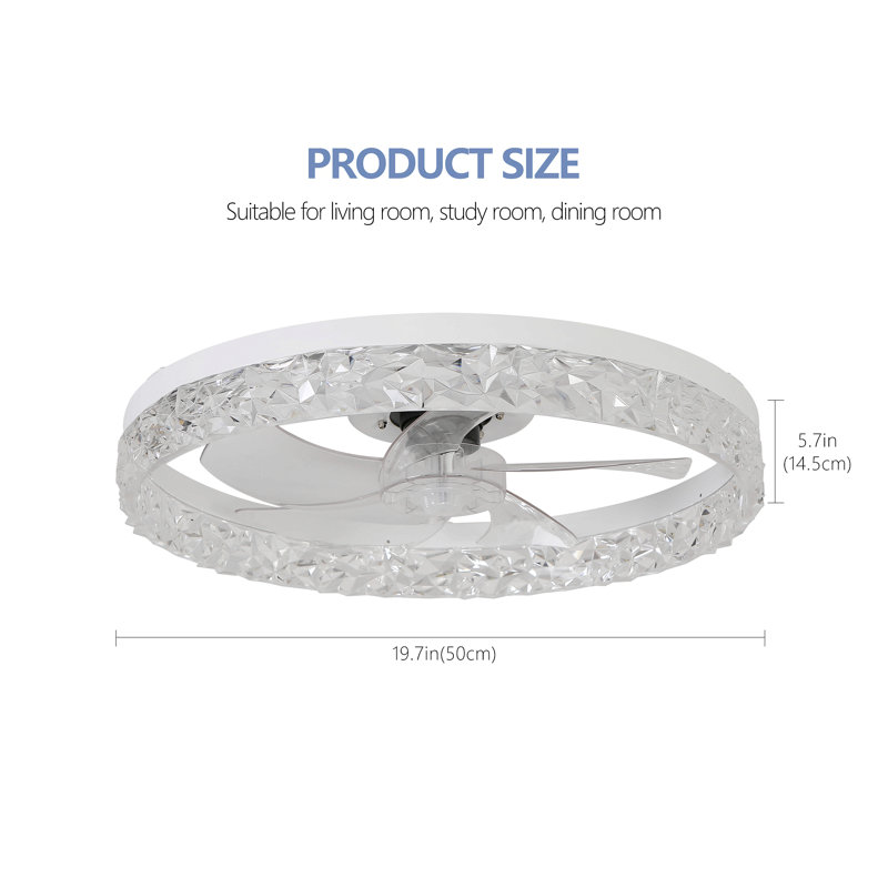 20" Low Profile Ceiling Fan With Light And Remote Control, Dimmable Led Ceiling Fan,  6 Speeds, Timing Reversible Blades