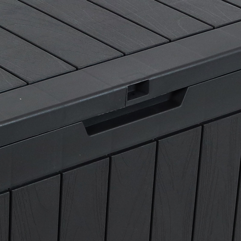Phantom Gray Lockable Resin Deck Box with Faux Wood Design