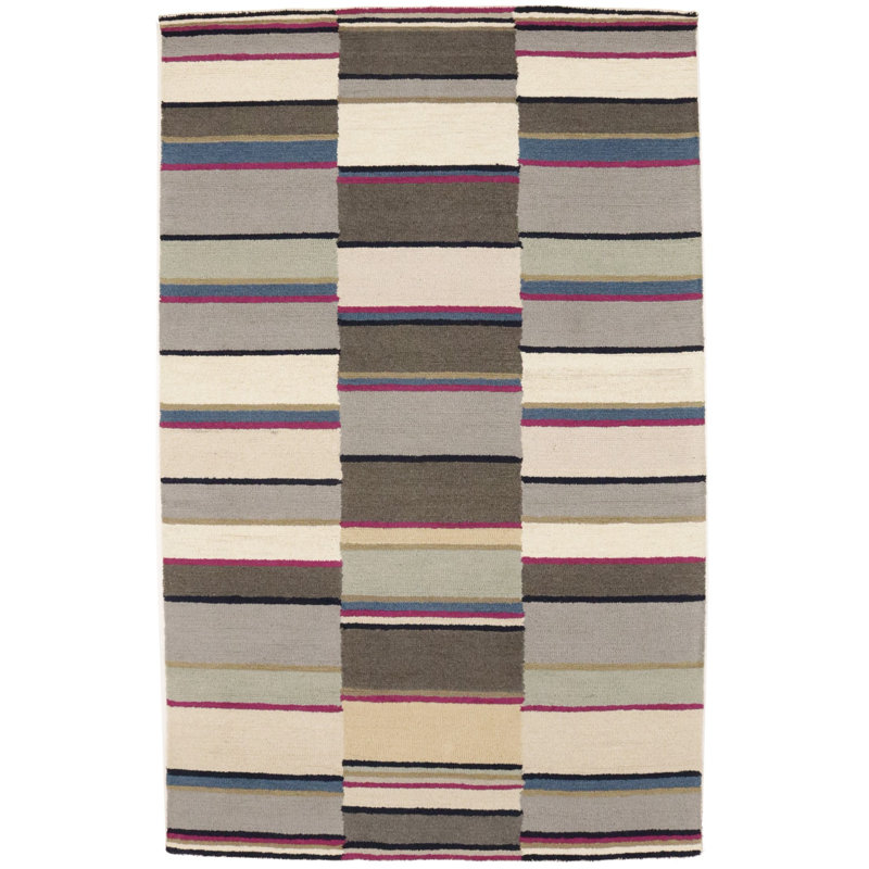 Tapis moderne touffeté à la main rectangulaire à rayures multicolores 5 pi x 8 pi Lynnie