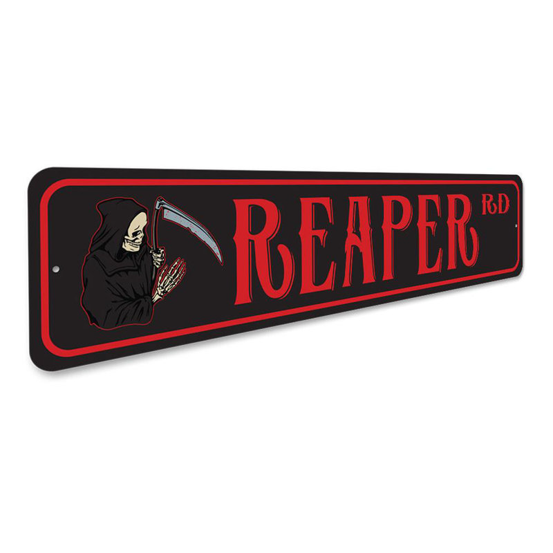 Plaque de rue Grim Reaper, H 4 po x l 18 po x P 0,04 po