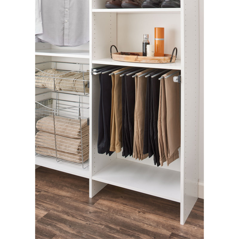 Organisateur de pantalons rétractables Rev-A-Shelf 30 po pour garde-robe personnalisé, chrome, PSC-3014CR