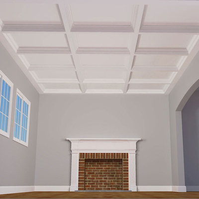 Endurathane 8" Deluxe Coffered Ceiling Kit w/ Classic Cross Intersection for Rooms 12' x 18' or Smaller, Factory Primed (Stacking Components)