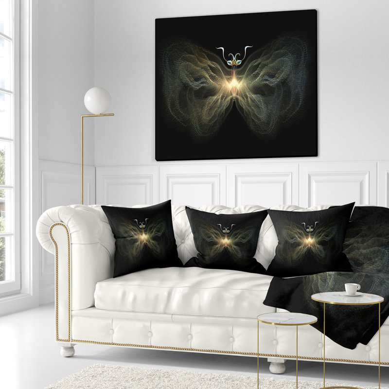 Coussin décoratif à papillons fractal Abstract, 18 po x 18 po, Coussin décoratif