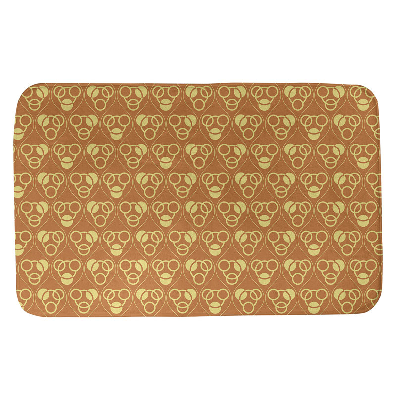 Tapis de bain géométrique rectangulaire antidérapant Circles Waves, l 21 po x L 34 po, Orange/jaune
